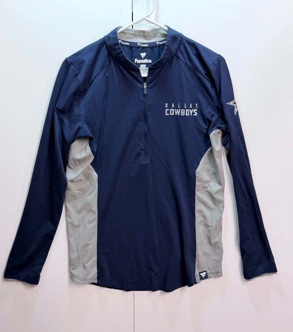 Fanatics Dallas Cowboys Navy Blue and Grey 1/4 Zip Pullover Shirt Women's Medium